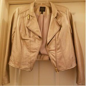 Thalia Sodi Rose Gold Metallic Moto Jacket - Sz Sm